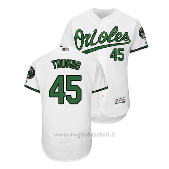Maglia Baseball Uomo Baltimore Orioles Mark Trumbo Throwback Earth Day Bianco
